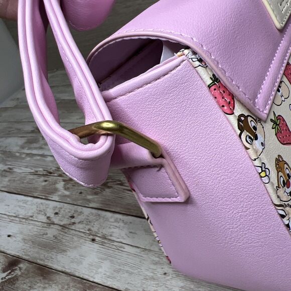 Loungefly Disney Chip 'N' Dale Strawberries Crossbody Bag Purse Chipmunks Pink - Picture 3 of 16